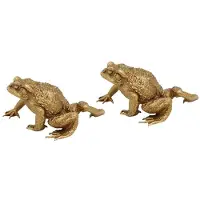 Torribaly 2Pcs Feng Shui Copper Pocket Money Frog Fortune Brass Toad Figurin Chinese Coin Metal Home Decor Gift