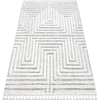 Rugsx Tæppe SEVILLA Z788A Labyrinth, Græsk hvid / grå Tassels berbery Marokkansk shaggy 140x190 cm