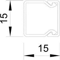 OBO WDK Kabelkanal komplet med låg Højde 15 mm, bredde 15 mm, L=2000 mm Hvid ral 9010 bly-fri plast. UV stabil for udendørs - (2 meter)