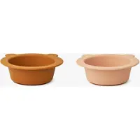 Liewood Skål m. Sugekop - 2-pak - Silikone - Peony - Mustard/Tus - - OneSize - Skål