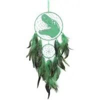 Torribaly Dinosaur Dream Catcher , Feather Dream Catchers with LED Light, Handmade Home Decor Wall Hanging with Double Ring