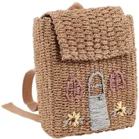 Torribaly Double-Shoulder Straw Woven Bag Children's Backpack Straw Woven Bag Student School Bag with Hand-Carrying Woven Backpack
