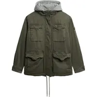 Superdry Superdrytil kvinder. W5011935A Hood Borg militærgrøn trøje (XS), Casual, Bomuld