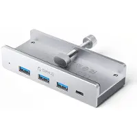 ORICO MH4PC-hub med klemmefastgørelse: USB-C / 3x USB-A 3.0 + 1x USB-C 3.0 – sølv