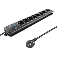 Qoltec - Overspændingsbeskyttelse - AC 230 V - 3680 Watt - udgangsstik: 8 - 1,8 m ledning - Europa - sort