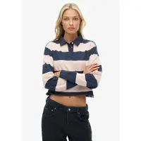 Superdry Athletic Essential Cropped Stripe Rugby Polo Med Lange ærmer