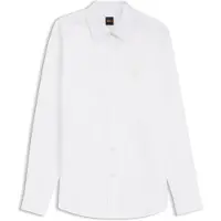 BOSS BOSStil mænd. 50565626 Ricoplus hvid skjorte (M), Casual, Bomuld, Lange ærmer