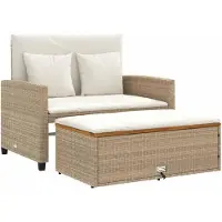 vidaXL 2-Personers Havesofa Med Hynder Poly - beige og cremefarvet / træ