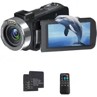 Mtp Products 4K Ultra HD Digitalt videokamera med fjernbetjening - 80MP, 18X Digital Zoom - Sort