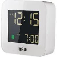 Braun BC08, Digital alarmur, Firkant, Hvid, 12/24h, LCD, Batteri
