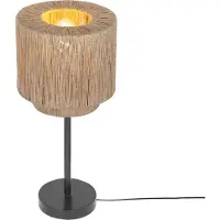 TRIO Japandi bordlampe sort med brunt reb - Smilla