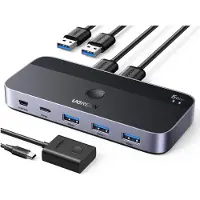 UGREEN CM662 USB 3.0 switch 2-i-4 + 2x USB-A kabel - sort
