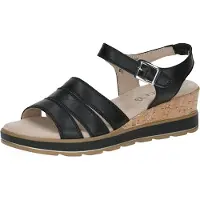 Caprice Heeled sandal, black, made of Leather with Wedge heel, Size 40