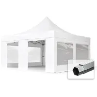 TOOLPORT 5x5m, aluminium, easy-up-pavillon, 4 sidedele, hvid
