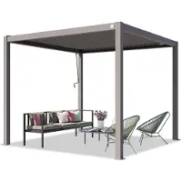 PRIMEYARD 3x3m Pergola, lameltag, perlegrå