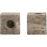 101 Copenhagen Cube lysestage 2-pak Silver Travertine
