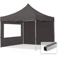 TOOLPORT 3x3m, aluminium, easy-up-pavillon, 2 sidedele, mørkegrå