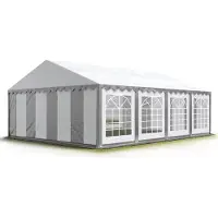 TOOLPORT 6x8m, Partytelt, PVC-teltdug, grå-hvid