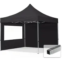 TOOLPORT 3x3m, aluminium, easy-up-pavillon, 2 sidedele, sort