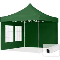 TOOLPORT 3x3m, stål, easy-up-pavillon, 2 sidedele, mørkegrøn