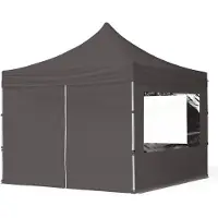 TOOLPORT 3x3m, aluminium, easy-up-pavillon, 4 sidedele, mørkegrå