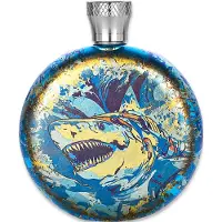 Titaner Titanium Hip Flask, Mech White-Headed Shark