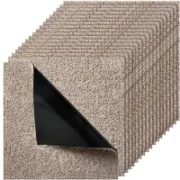 Vevor Tæppefliser 457x457 mm, 10-pak firkantet tæppe, aftageligt og skadesfrit, selvklæbende gulvbelægning, blødt plyspolstret til 2,1㎡ dækning, nem gør-det-selv til stue og soveværelse, lysebrun