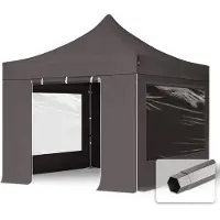 TOOLPORT 3x3m, stål, easy-up-pavillon, 4 sidedele, mørkegrå