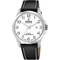 Festina Herreur F20025-1 Swiss Made Hvid/Læder Ø41 mm