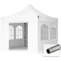 TOOLPORT 3x3m, stål, easy-up-pavillon, 4 sidedele, hvid