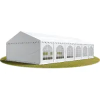 TOOLPORT 6x12m, Partytelt, PVC-teltdug, hvid, med bundramme
