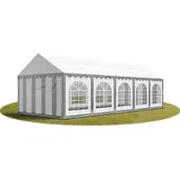 TOOLPORT 4x10m, Partytelt, PVC-teltdug, grå-hvid, med bundramme