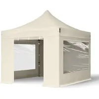 TOOLPORT 3x3m, stål, easy-up-pavillon, 4 sidedele, creme