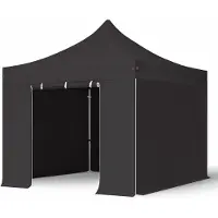 TOOLPORT 3x3m, aluminium, easy-up-pavillon, 4 sidedele, sort