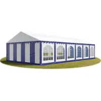 TOOLPORT 6x12m, Partytelt, PVC-teltdug, blå og hvid, med bundramme