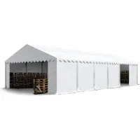TOOLPORT 6x12m PVC lagertelt, hvid, med bundramme