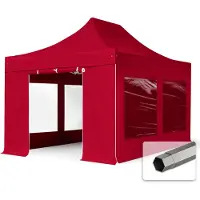 TOOLPORT 3x4,5m, stål, easy-up-pavillon, 4 sidedele, rød