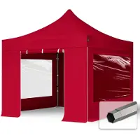 TOOLPORT 3x3m, stål, easy-up-pavillon, 4 sidedele, rød