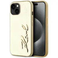 Karl Lagerfeld Rynket Metal Guld iPhone 15 Etui
