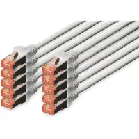 Digitus Professional - Patchkabel - RJ-45 (han) til RJ-45 (han) - 1 m - SFTP, PiMF - CAT 6 - IEEE 802.3 - halogenfri, formet, knastfri, strenget - grå (pakke med 10)