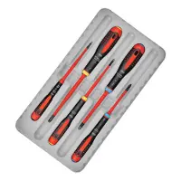 Bahco Insulated Slim Ergo Pozidriv And Slotted With Tri-component Handle 5 Pack Skruetrækkersæt