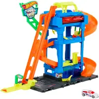 Hot Wheels Bylegetøjsbilbane Med Biltunnelvask Og Sving