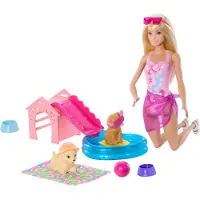 Barbie Og Hvalpe Ved Poolen-dukke