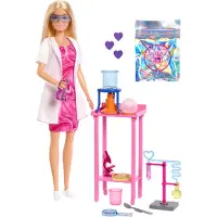 Barbie Scientist dukke og tilbeh?r med blonde modedukke laboratoriebordsmikroskop og farveskifteb?ger og tilbeh?r til petrisk?le