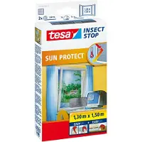 TESA Myggenet til vinduer, solbeskyttelse, vinduesnet, 1,3 x 1,5 m, sort