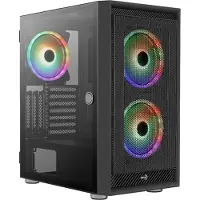 Aerocool Graphite-G-BK-v3 - Mid tower - ATX - sidepanel med vindue (hærdet glas) - ingen strømforsyning (ATX) - sort - USB/Lyd