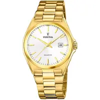 Festina Herreur F20555-2 Classic Hvid/Gul guldtonet stål Ø40 mm