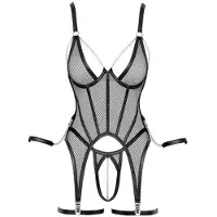 Cottelli collection Basque & Crotchless String Set