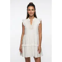 Vero Moda Kjole 'VMDICTHE' beige / hvid