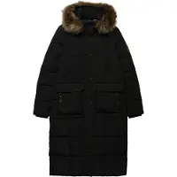 Superdry Superdrytil kvinder. W5011566A Everest quiltet lang frakke (S), Sort, Casual, Polyester